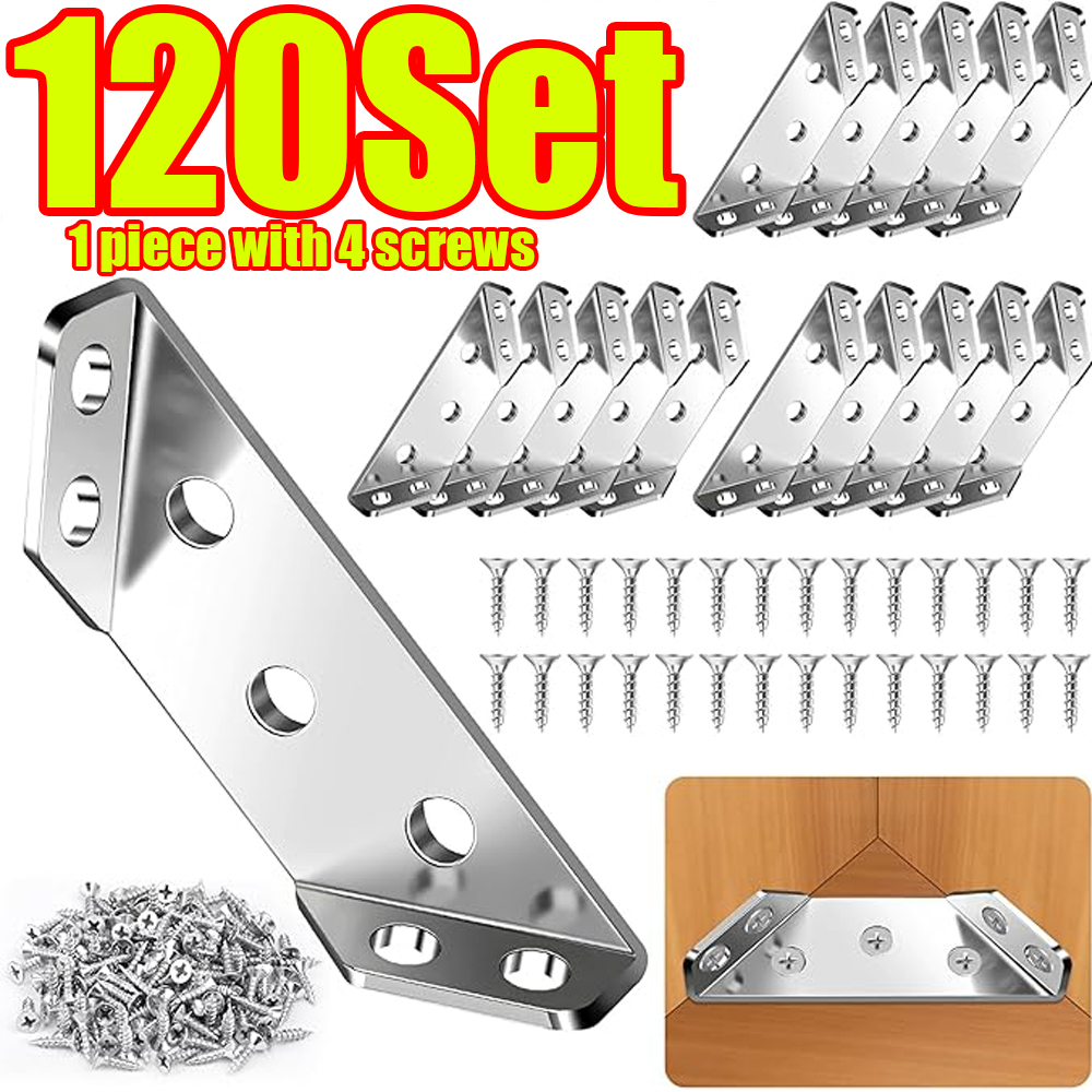 Woodworking Joint Types - 1-120세트 가구 코너 커넥터 스테인레스 스틸