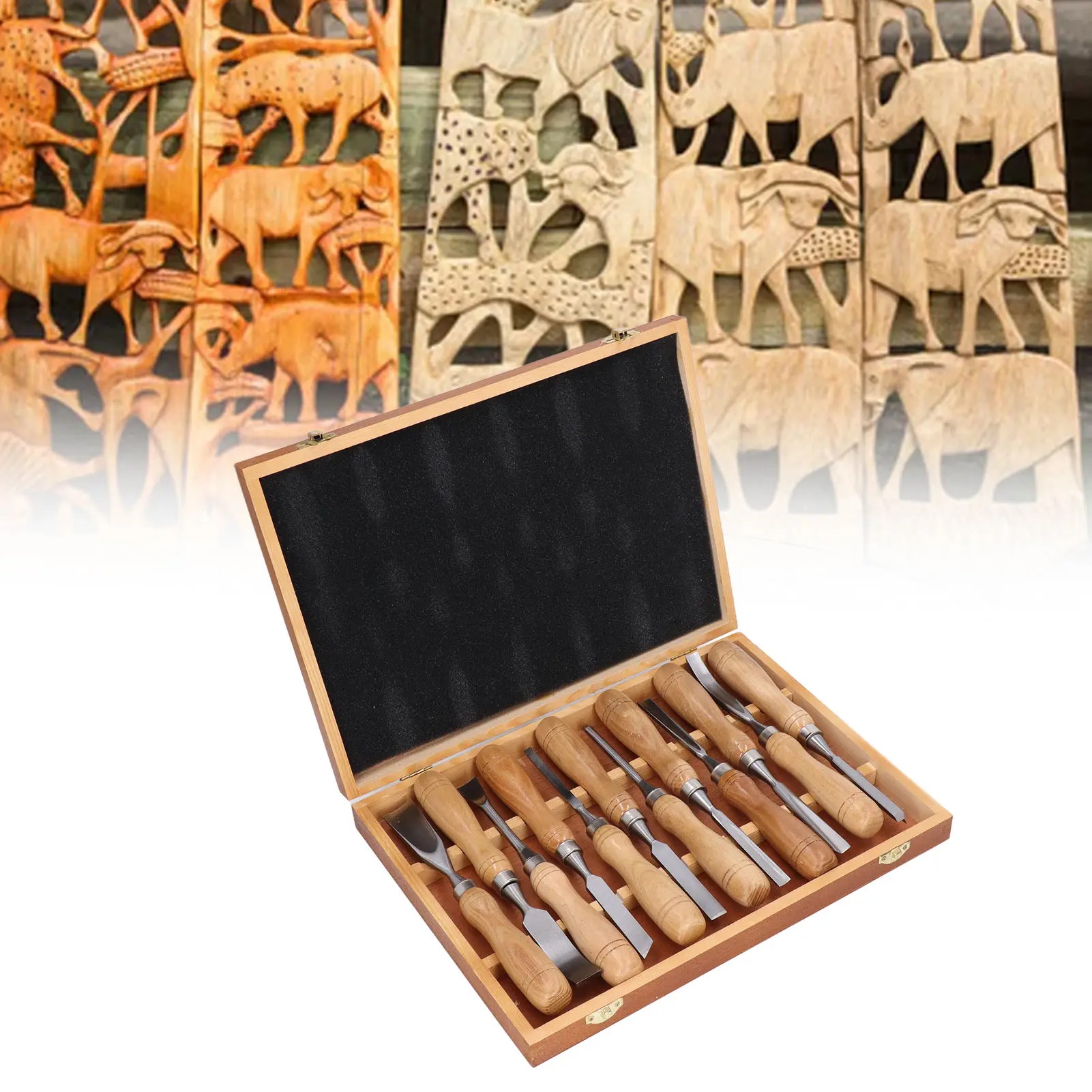 Wood Chisel Set - 12개/세트 목공 조각 도구, CRV 블레이드