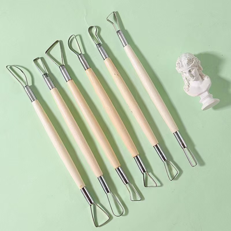Wood Chisel Set - 6PCS 나무 손잡이 왁스 도자기 점토