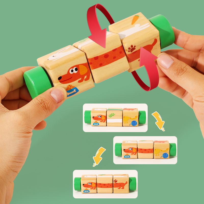 1pcs 아기 나무 회전 동물 매칭 나무 퍼즐 장난감  - Woodworking Game 리뷰 및 가격