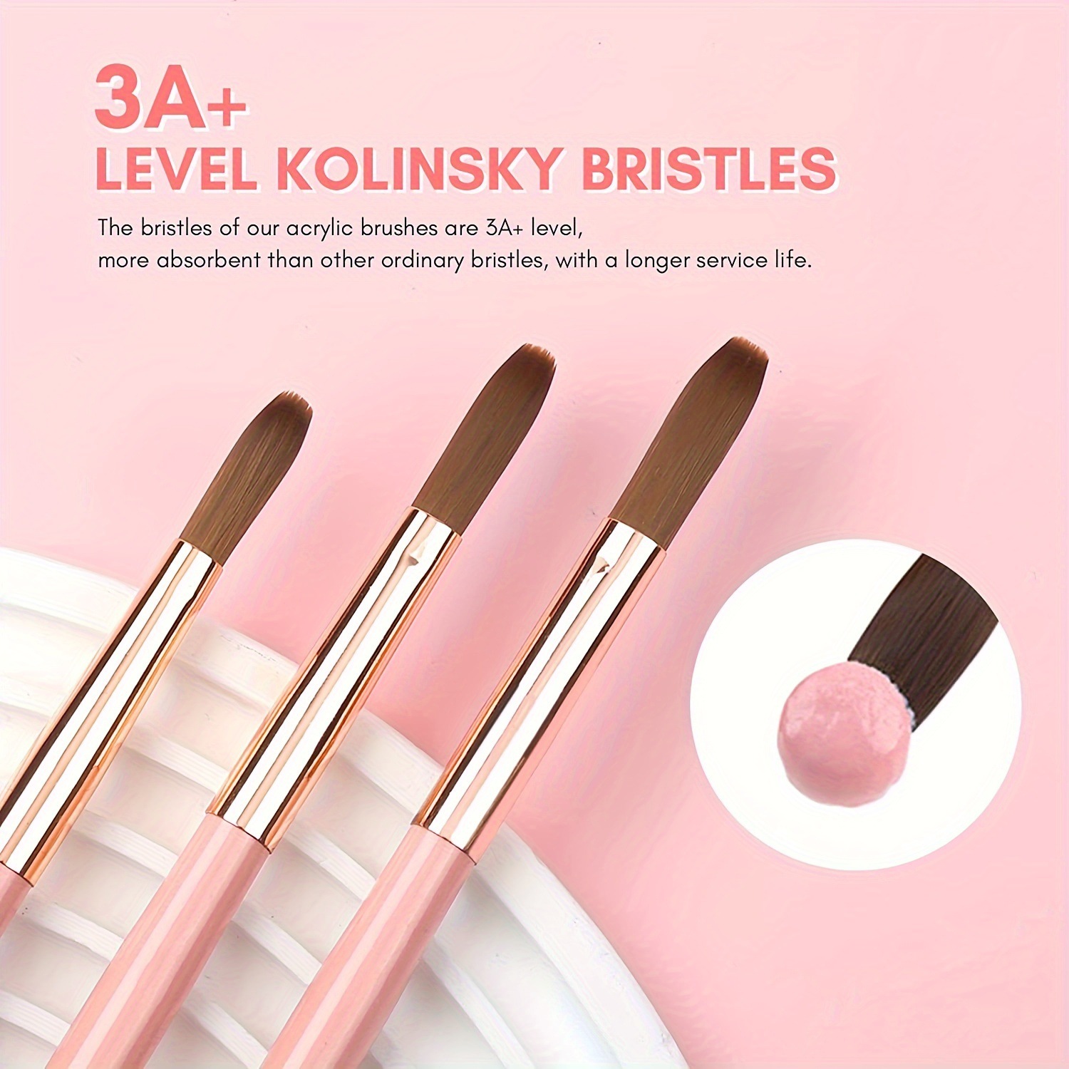3pcs Kolinsky 아크릴 네일 브러쉬 세트 크기 - Wood Chisel Set 리뷰 및 가격